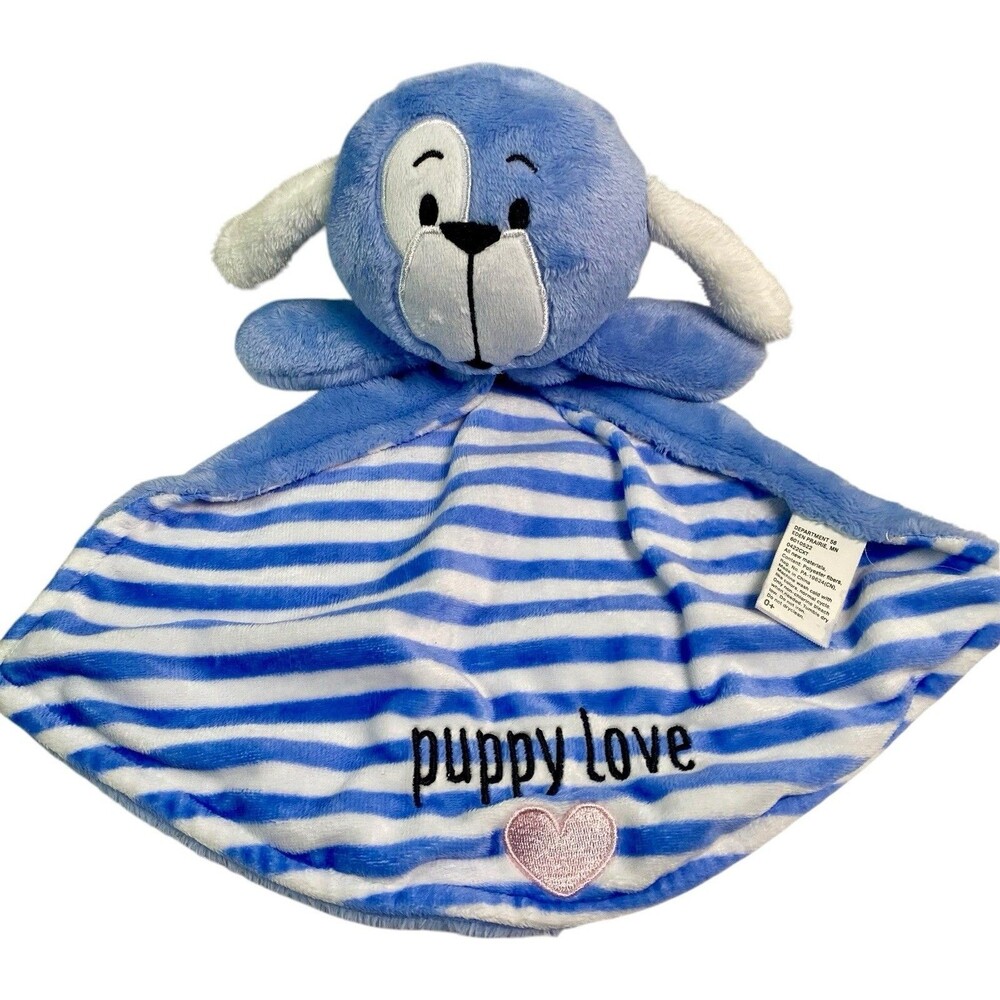 Blue Puppy Dog Lovey Security Blanket Dept 56 Soft Baby Gift